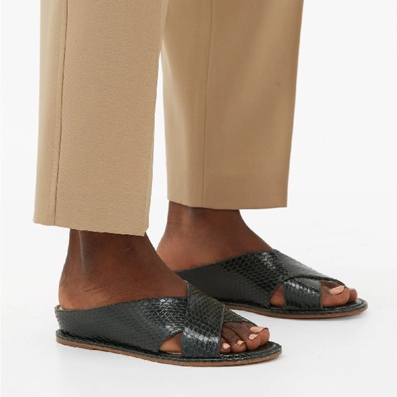 Gabriela Hearst Shoes - Gabriela Hearst Ellington elaphe embossed leather slides black